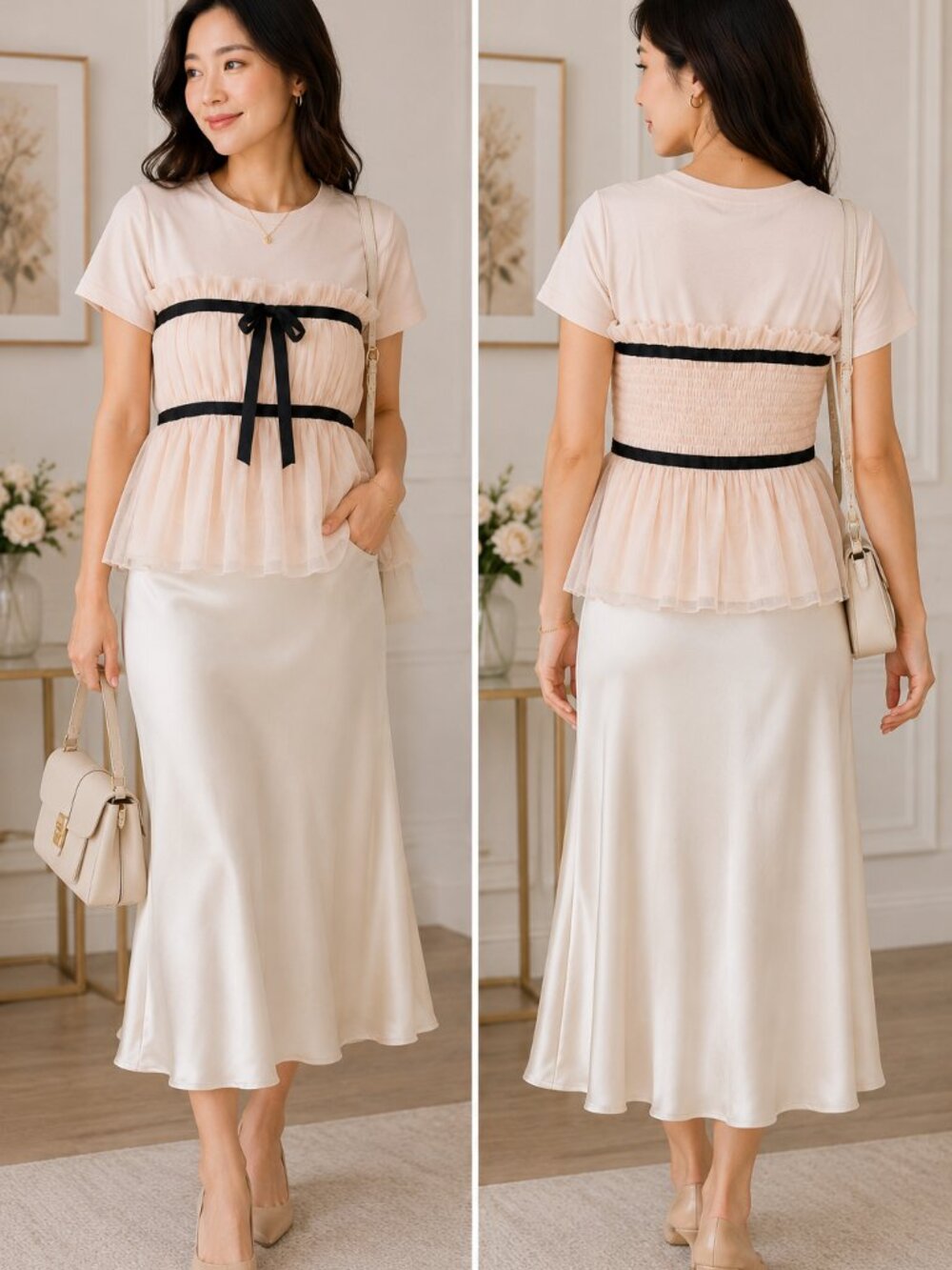 Anthropologie Blush Pink Tulle Peplum Bow Top Size Small Coquette Balletcore